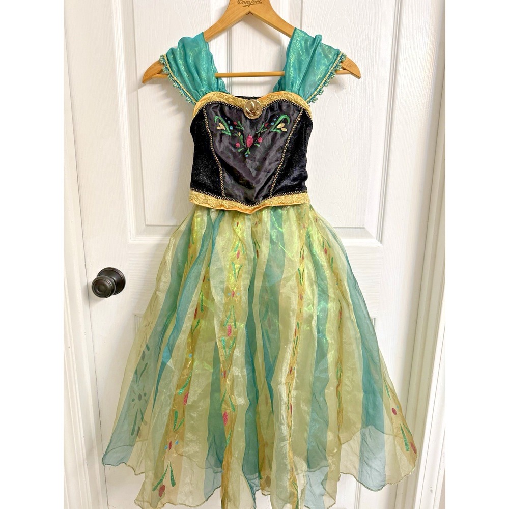 Disney Store Frozen Princess Anna Coronation Costume Dress Shoes Crown Size 5/6
